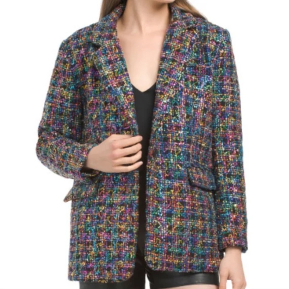 Blank NYC Sequid Tweed Blazer